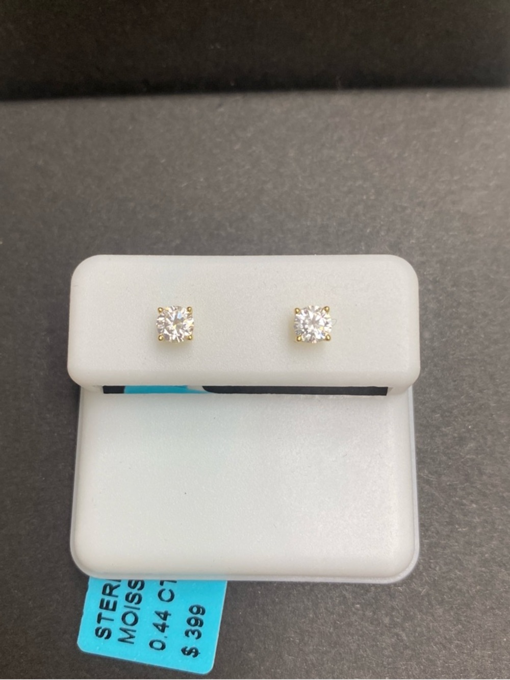 Dainty Moissanite Stud Earrings Gold Over Silver
